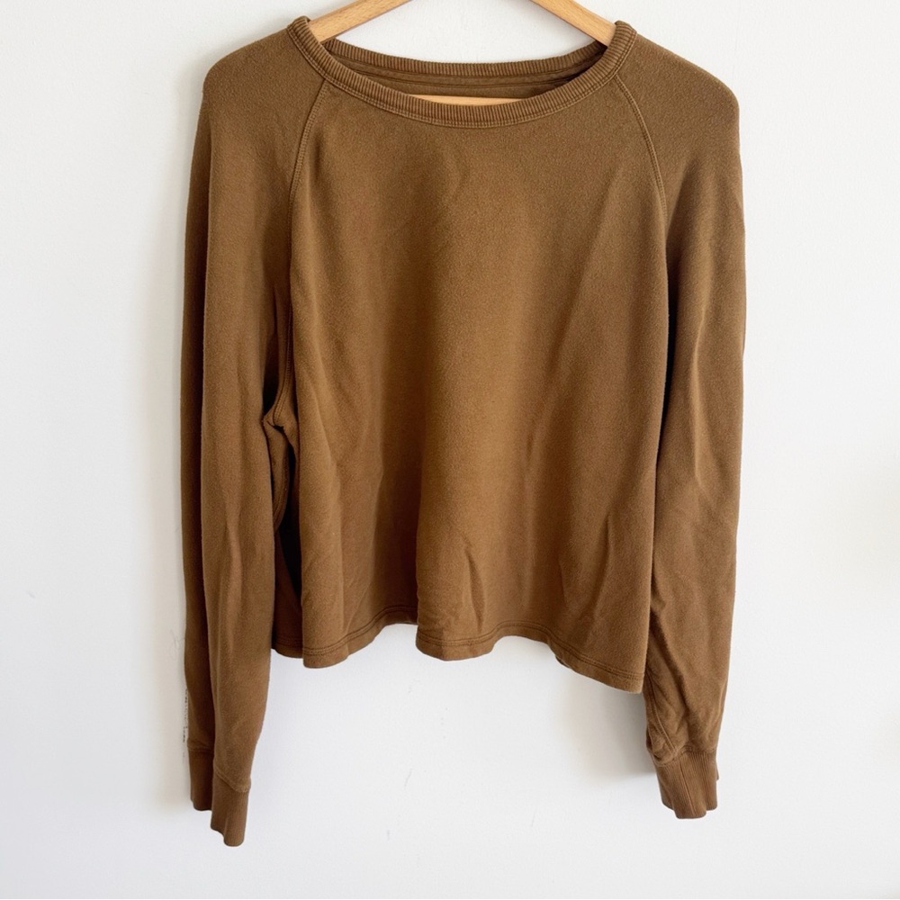 Madewell Brown Long Sleeve Crewneck Top